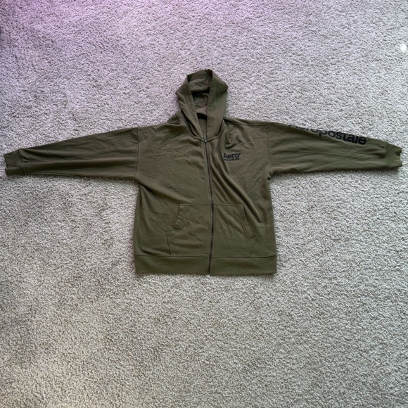 Preppy Oversized Aéropostale Zip-Up Hoodie - Green/Black Size Extra Large Men - Picture 1 of 6